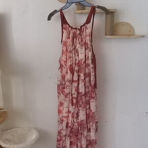 Free People Red and White Backless Dress